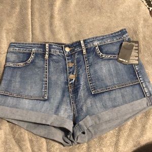 High waisted jean shorts